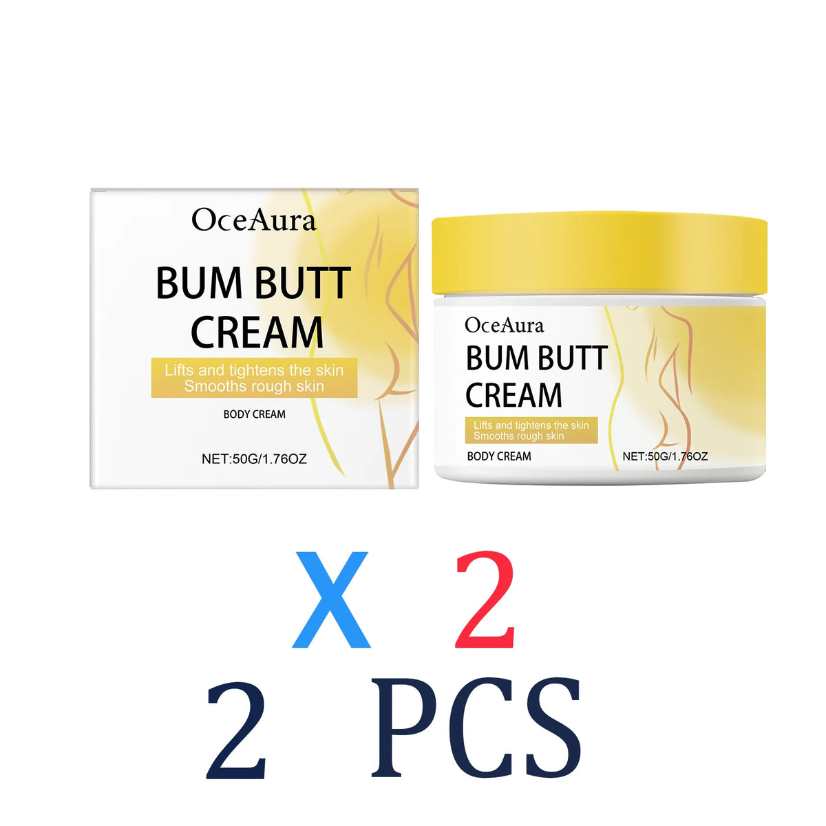 Butt Lift Cream Firming & Hydrating Cream for Buttocks Anti-Cellulite Treatment Tightening Smoothing Cream with Collagen Retinol Zpaxo 2 Pcs