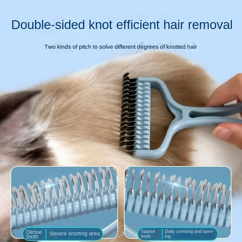 2-in-1 Cat & Dog Grooming Brush – Knot Cutter & Shedding Comb