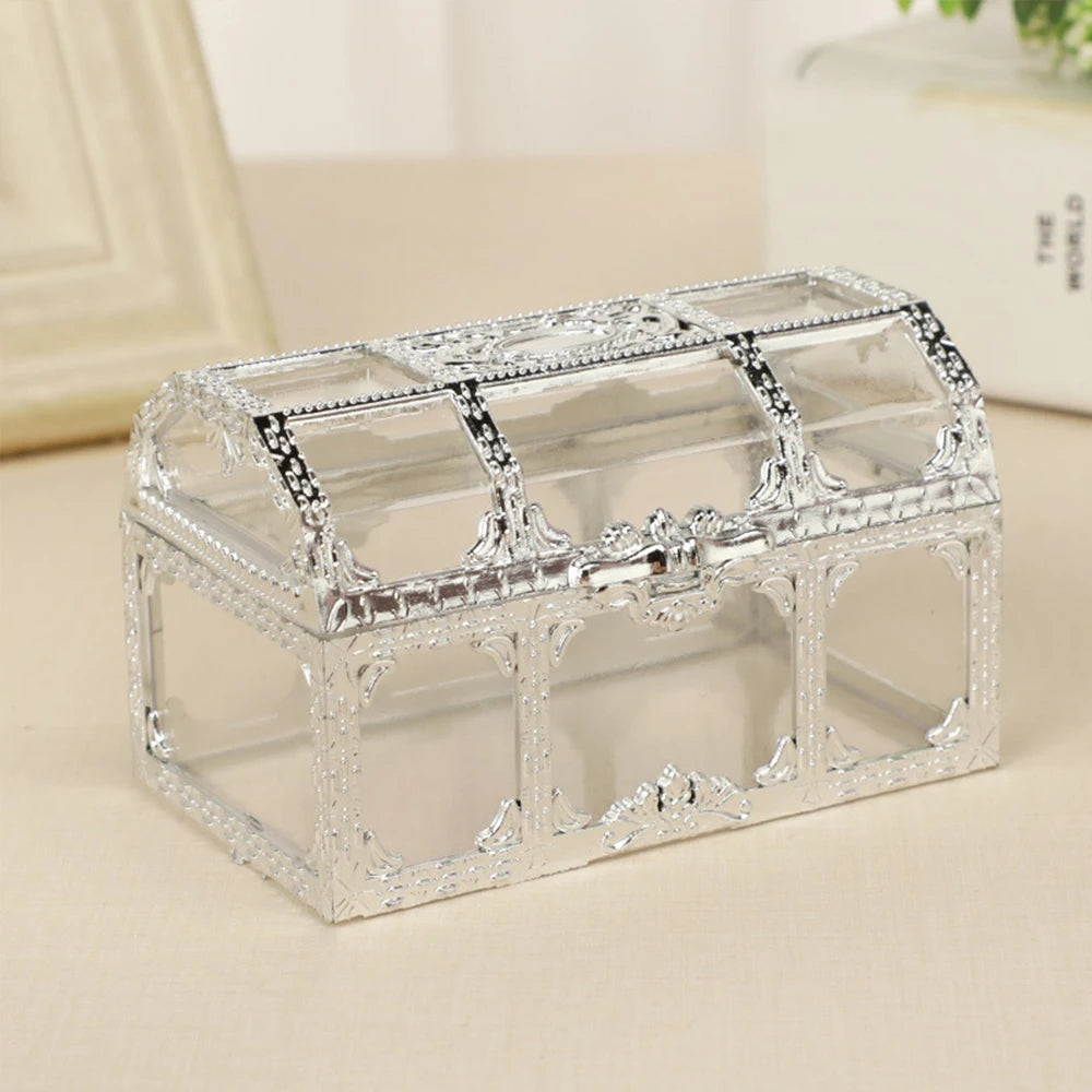 Vintage Treasure Chest Storage Box Transparent Pirate Candy Jewelry Display Box for Wedding Party Birthday Zpaxo