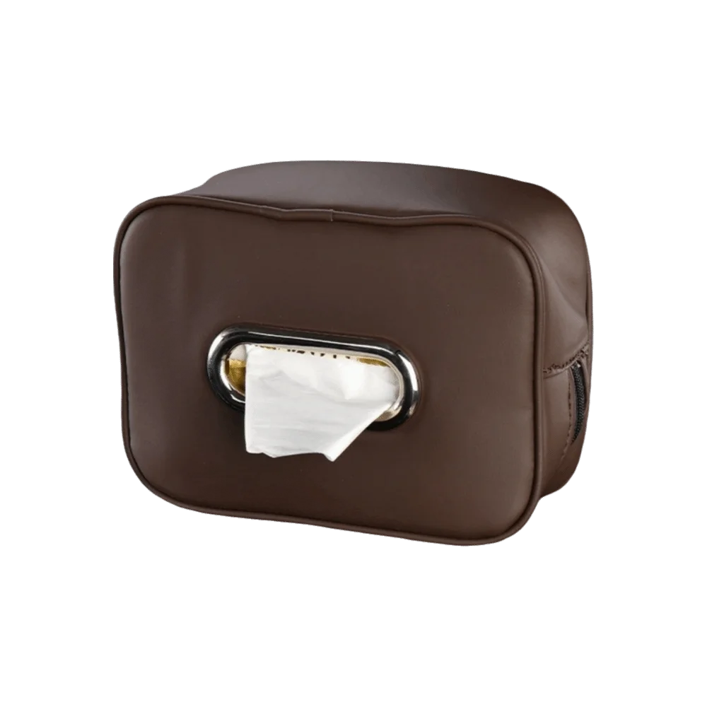 Leather Car Tissue Box Paper Bag Adjustable Sun Visor Minimalist Zpaxo Coffee