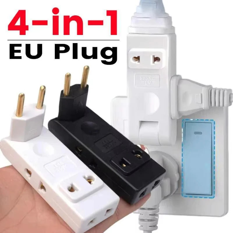 1 EU Plug Extenion Socket 180 Degree Rotation Adapter Extension