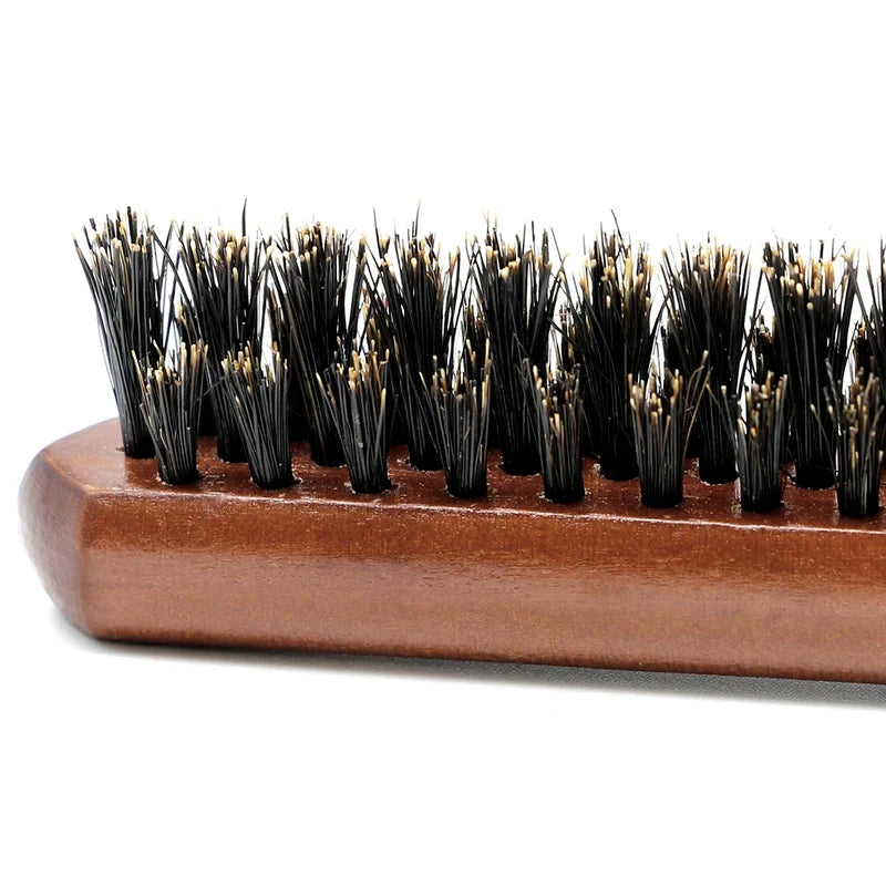 Hairbrush with natural boar bristles and wooden handle, anti-static, massages the scalp for professional styling. Zpaxo