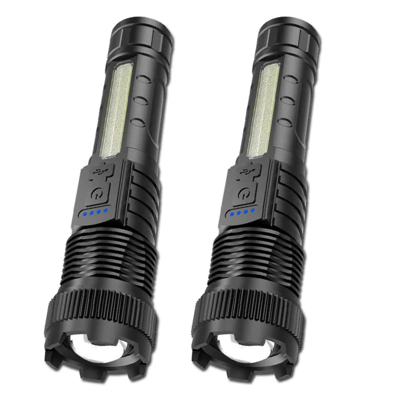 2-Pack 99000LM Zoomable LED Tactical Flashlight – COB Torch