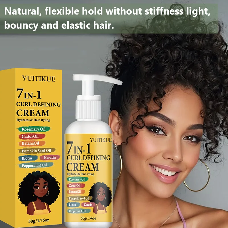 YUITIKUE 7-in-1 Curl Defining Cream – Bouncy Hydrated Curls Curl Defining Cream Zpaxo