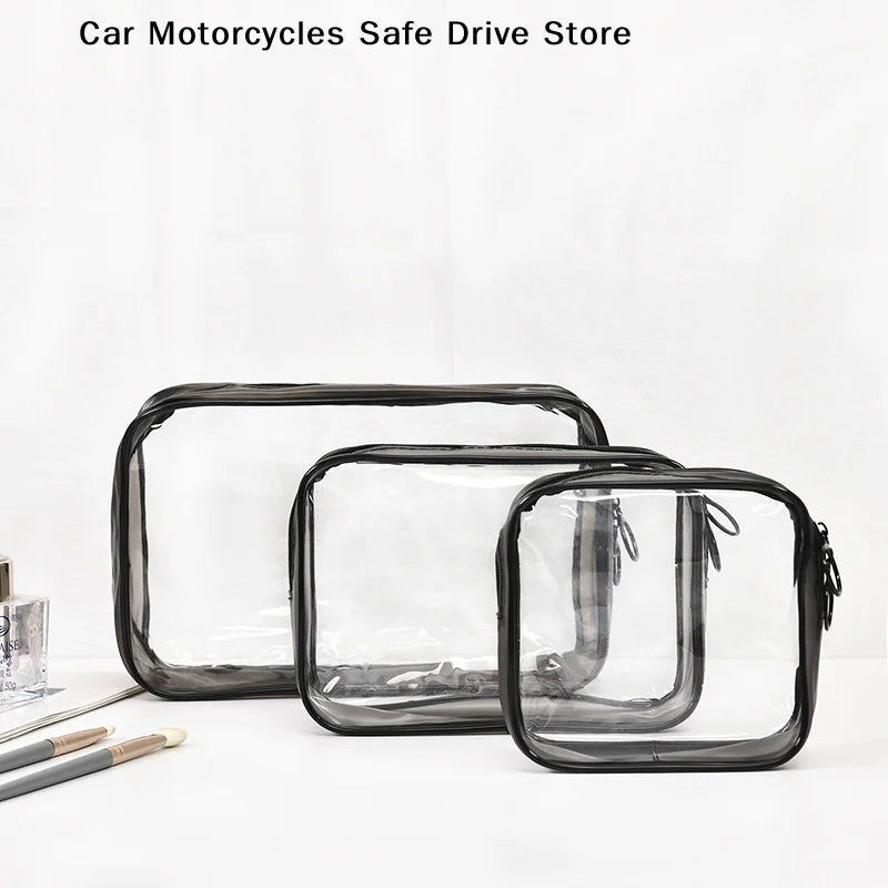 Waterproof Zippered Toy Storage Bag Transparent PVC Travel Pouch Sand