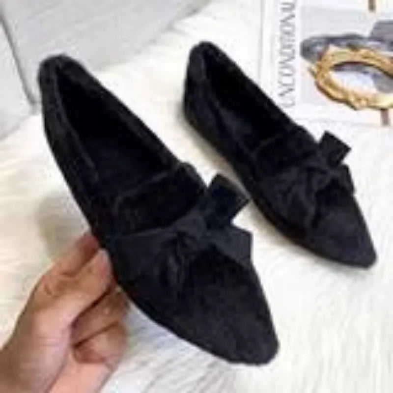 Flat Shoes for Women 2025 Sweet Furry Shoes Women's Outdoor Autumn Winter New Plush Shallow Flat Warm Cotton Shoes Ladies Zpaxo