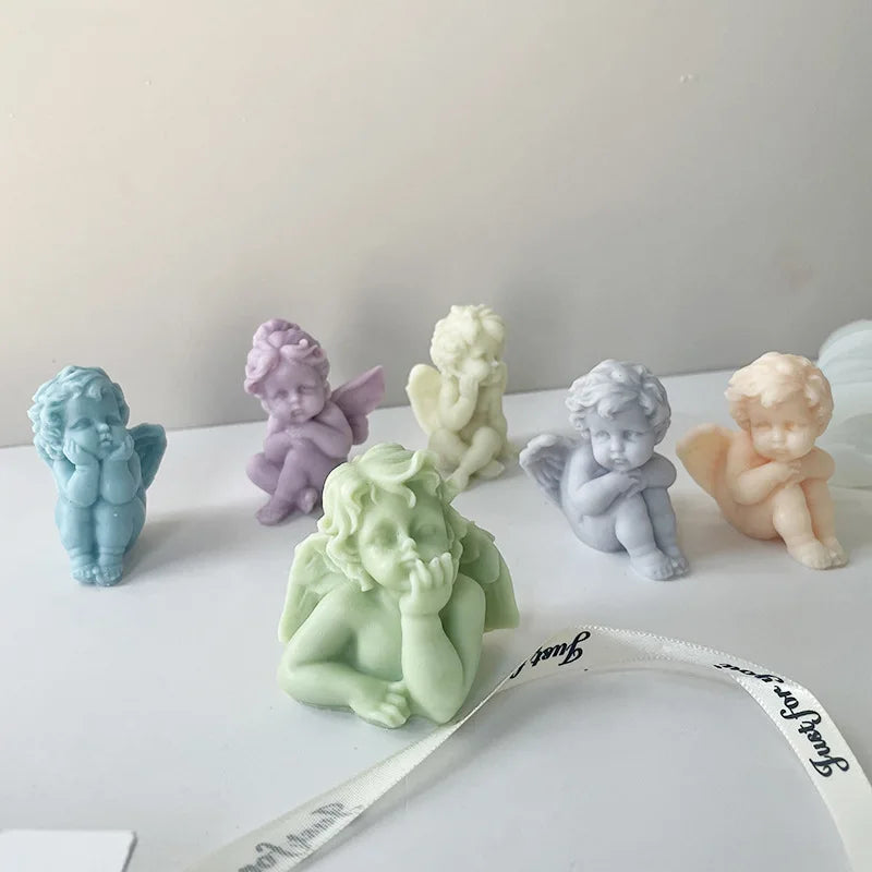 3D Angel Candle Silicone Mold DIY Aromatherapy Soap Candles Wax Plaster Polymer Clay Craft Ornament Making Mold Home Decor Zpaxo