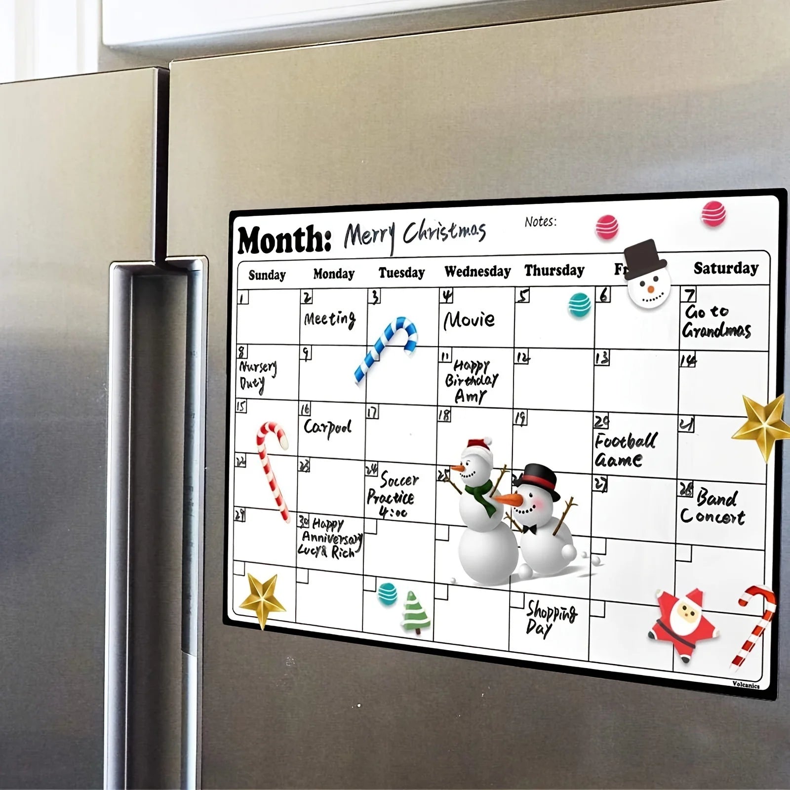Magnetic Fridge Calendar Strong Backing Smooth Dry Erase Surface