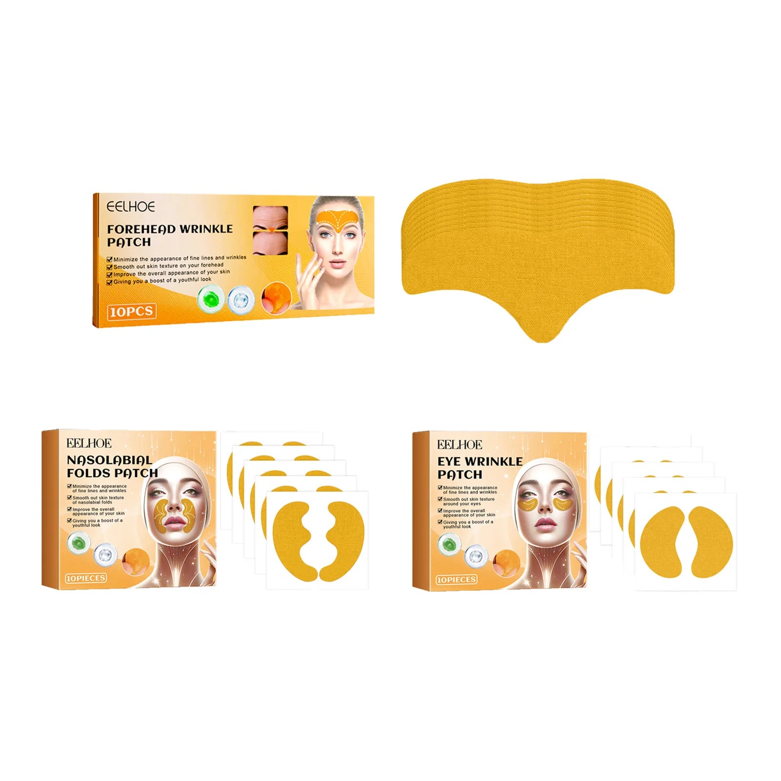 Forehead Nasolabial Eye Gel Patch Forehead Line Removal Anti Wrinkle Anti Sagging Skin Firming Mask Kojic Acid Collagen Patches Zpaxo Transparent