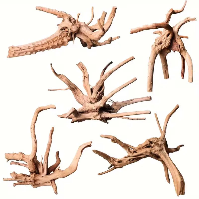 4pcs Random Shaped Aquarium Driftwood Reptile Habitat Decoration, Varying Sizes, Suitable For Aquariums And Breeding Boxes Zpaxo