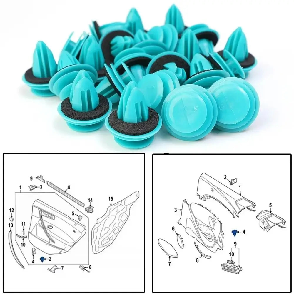 100pcs Rivet Kit Nylon Retaining Clip Accessories Universal Retainer Fastener Rivet Door Buckle Blue/Yello Zpaxo