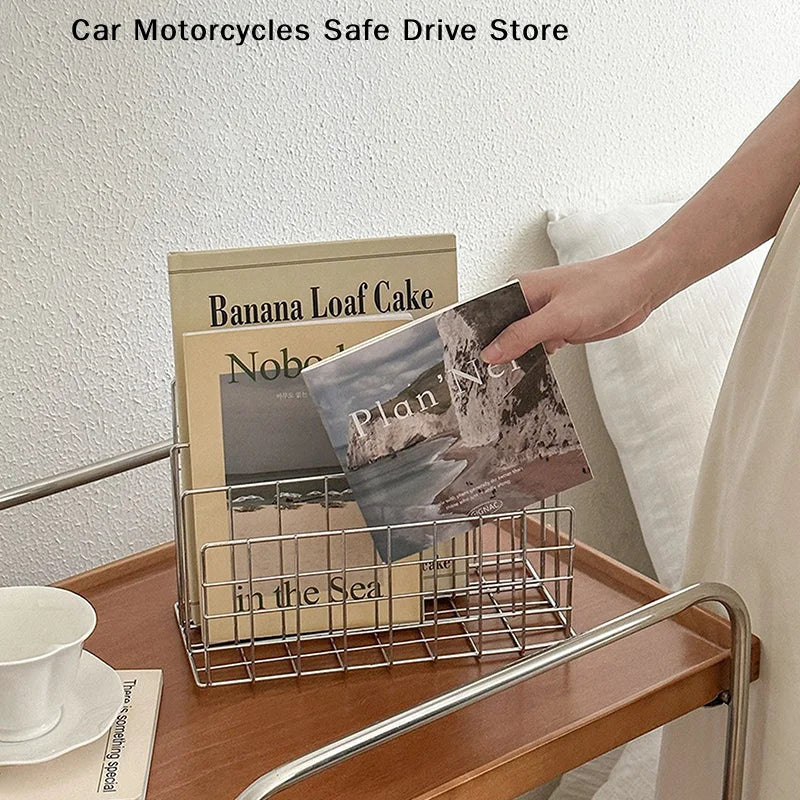Simple Book Storage Rack Desktop Iron Bookshelf Vinyl Records Holder