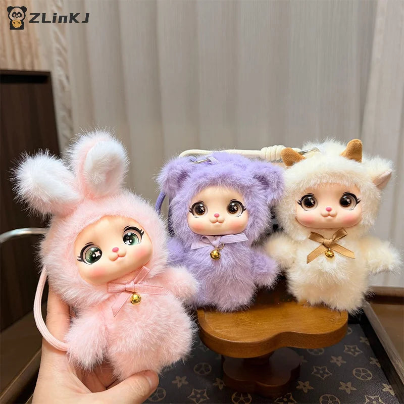 ▶1Pcs Cute Family Series Animals Vinyl Face Plush Forest Doll Pendant Backpack Decoration Gifts Zpaxo