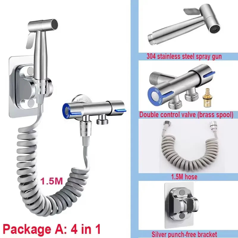 304 Stainless Steel Toilet Companion Spray Gun Set Bathroom Household Douche High Pressure Nozzle Woman Washer Water Gun Zpaxo