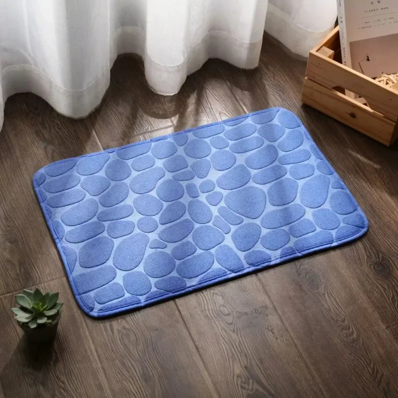 Non Slip Bathroom Absorbing Bath Mat Cobblestone Embossed Mat Floor Rug Shower Room Doormat Memory Foam Cobblestone Mat 40X60CM Zpaxo
