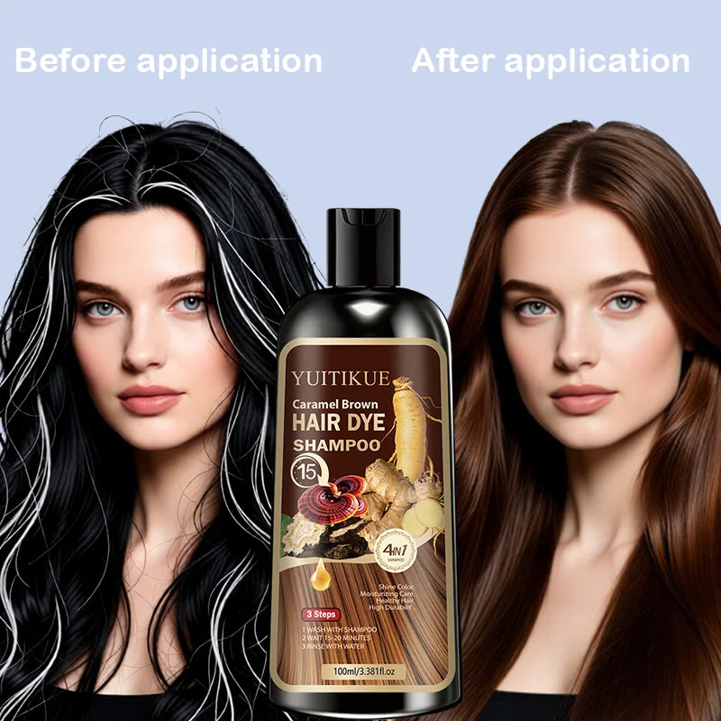 Herbal Hair Dye Shampoo – Reishi & Ginseng, Caramel Brown Hair Dye Shampoo Zpaxo