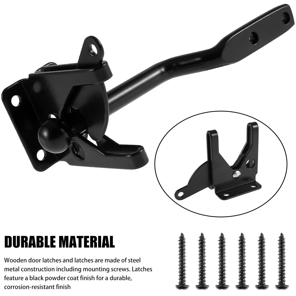 1-2 PCS Self-Locking Gate Latch Carbon High Quality Steel Post Mounted Lever Locking Fence Gate Latch Catch Resistant Safe Lock Zpaxo