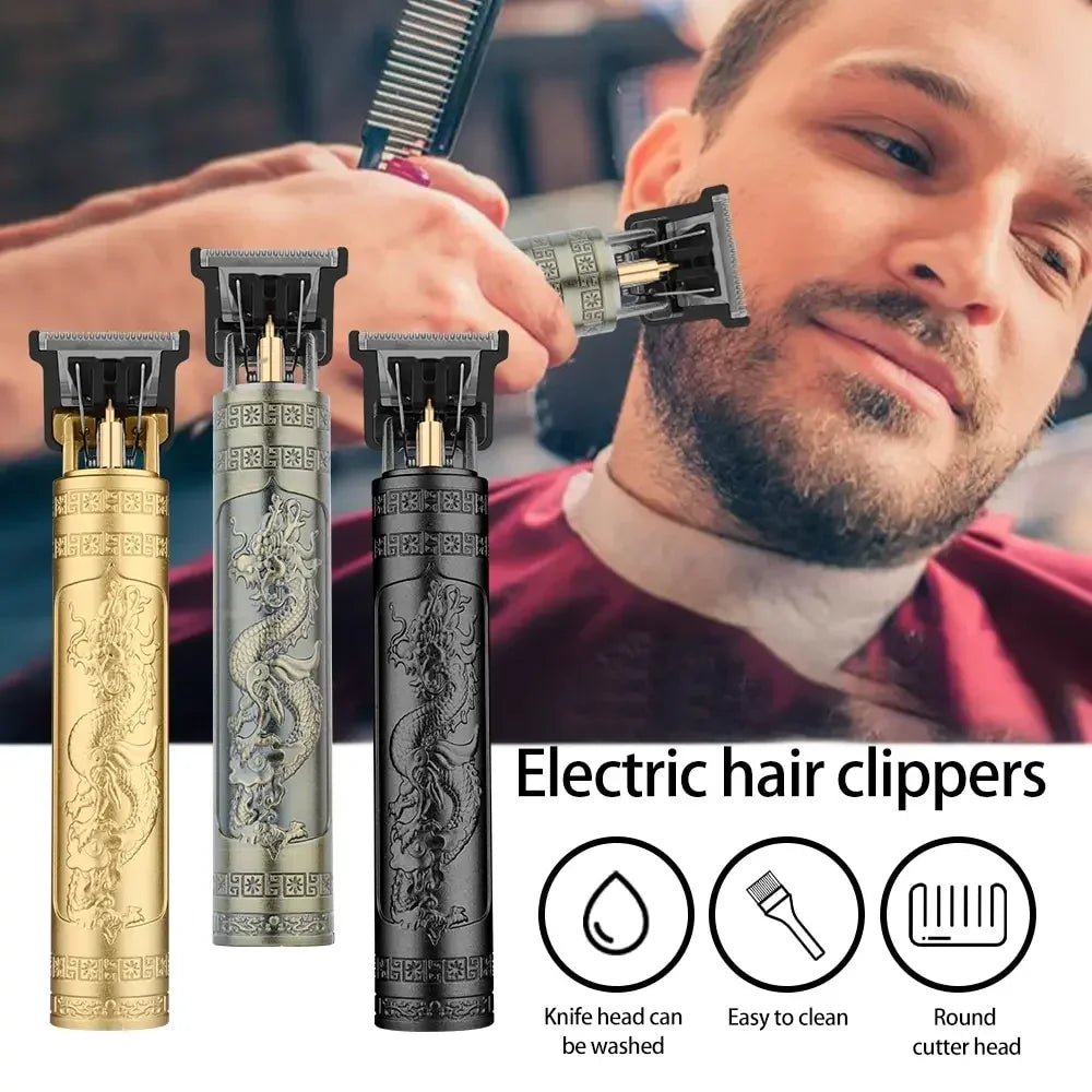Vintage T9 Electric Hair Cutting Machinefor Men Dragon Buddha Hair Clipper Professional Men Shaver Rechargeable Barber Trimmer Zpaxo