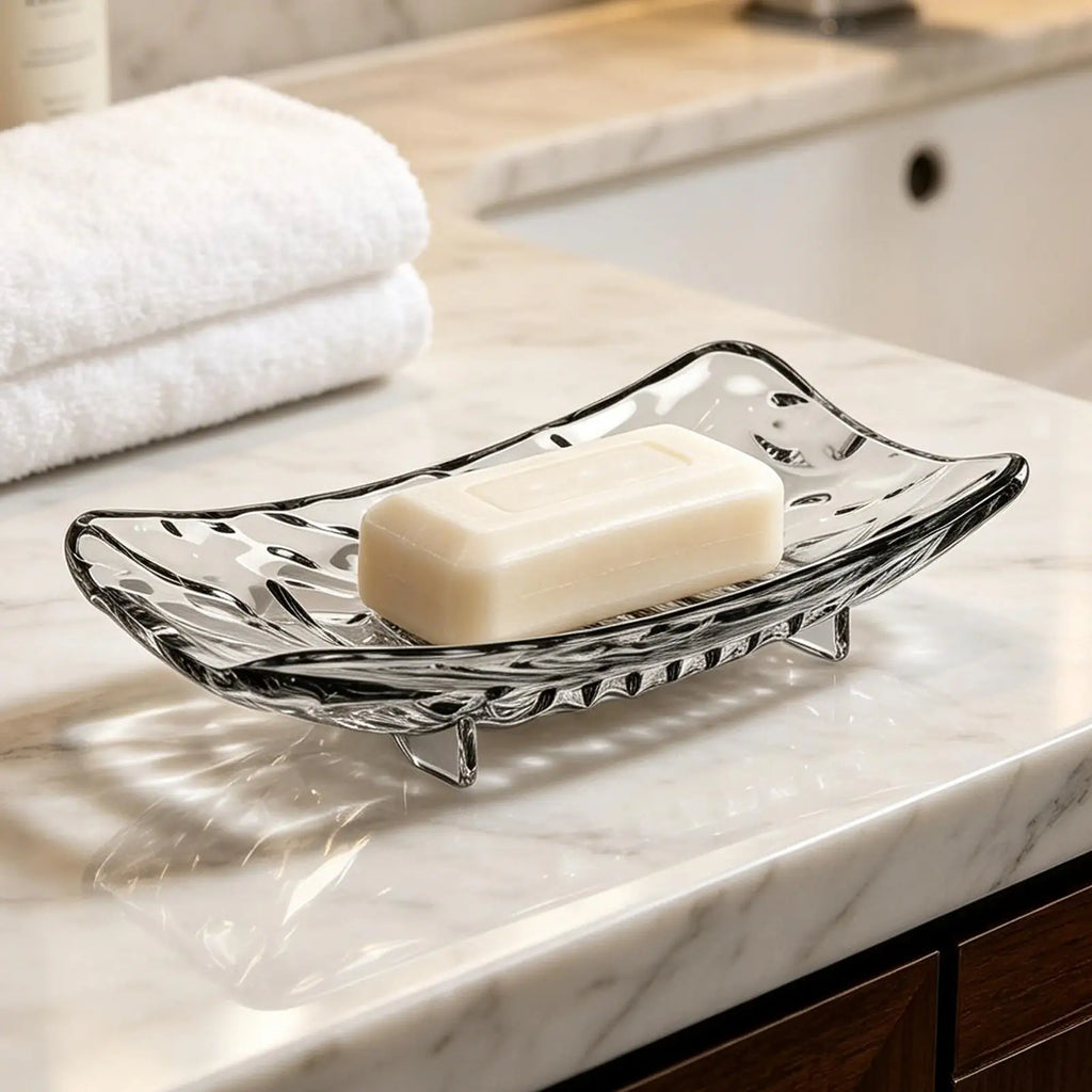 2-Pack Soap Dish with Drain Holes & Non-Slip Base | Clear PET Soap Dish Set Zpaxo