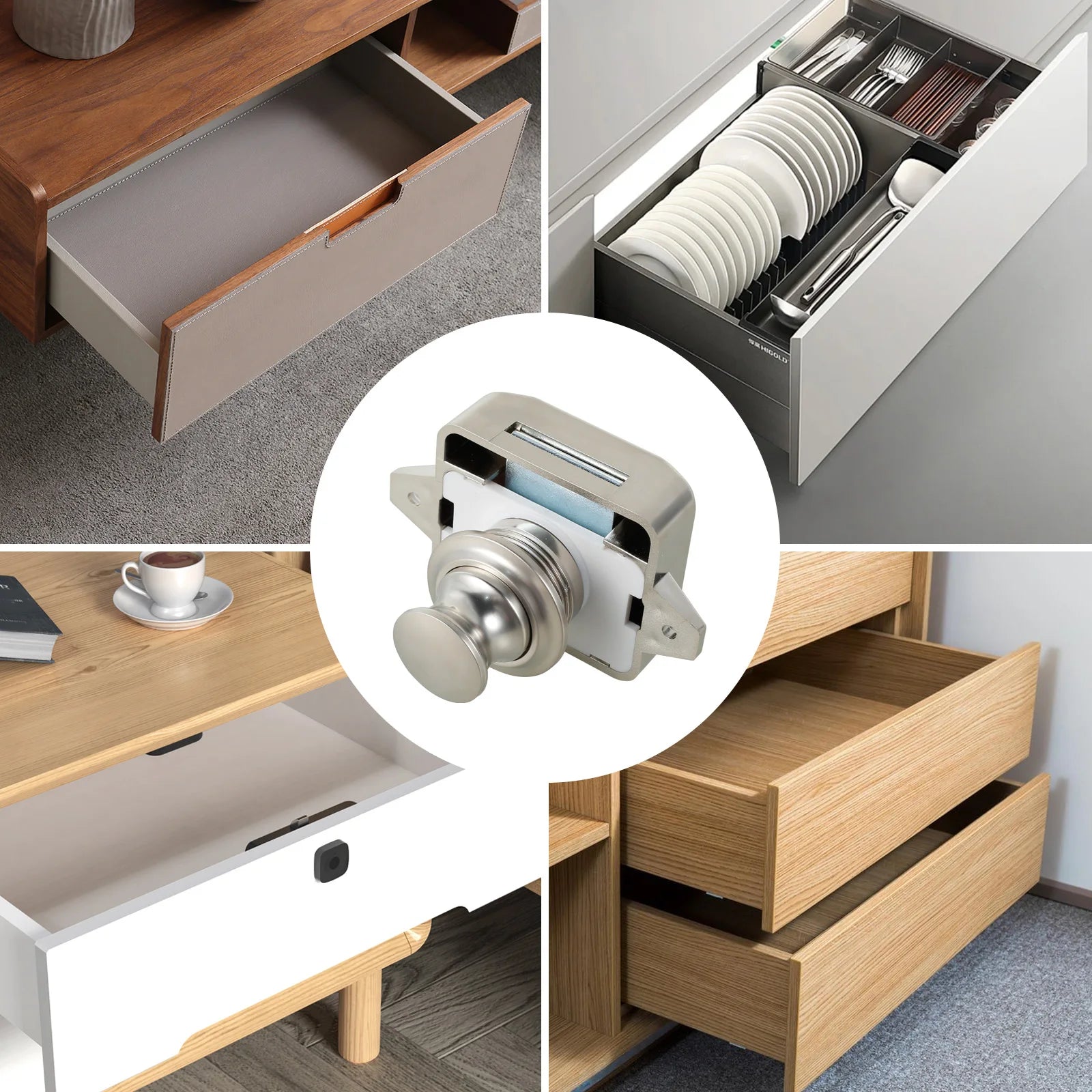 10Pcs Push Button Latch Keyless Cupboard Locks Elegant Cabinet Door Catch Decorative Push Button Latch Door Catch for RV Drawer Zpaxo