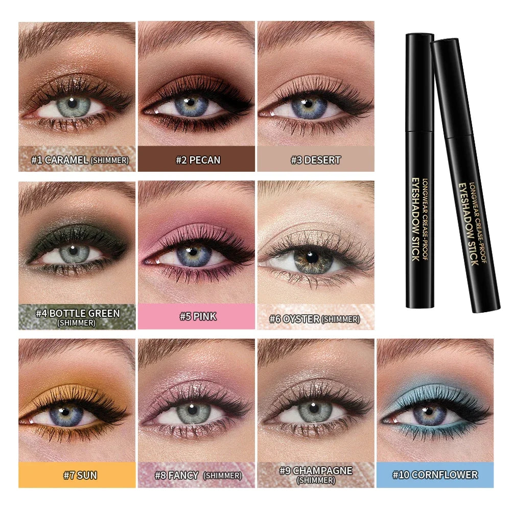 10 Colors Longwear Crease-proof Eyeshadow Pencil Stick Lasting