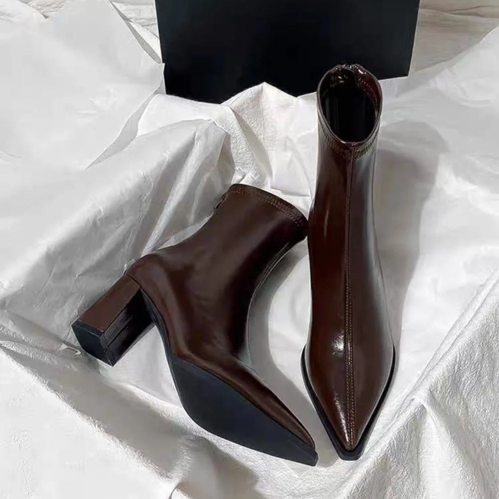 2026 Women's Ankle Boots Sexy Pointed Toe Woman Short Fashion Causal