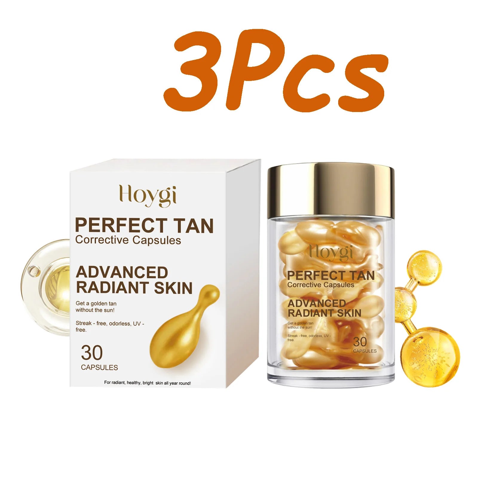 Hoygi Portable Tanning Capsules – Sunless Self-Tanning Serum 30ct Self-Tanning Serum Zpaxo 90 capsules