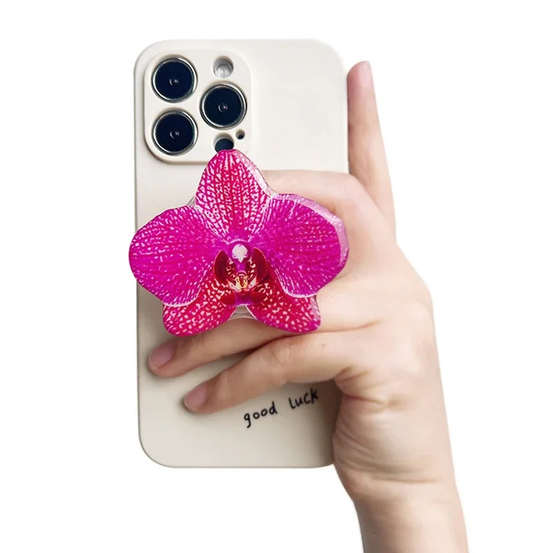 Acrylic Flower Phone Grip Ring Holder & Folding Stand