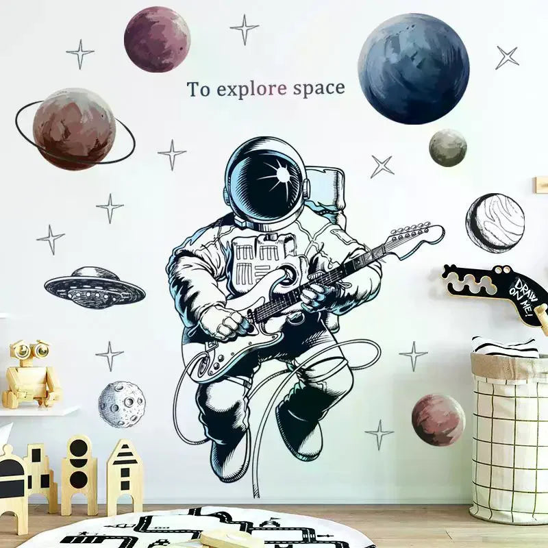 Astronaut Wall Stickers For Kids Room Nursery Kindergarten Decor Art Remvable PVC Tile Decals Zpaxo Default Title