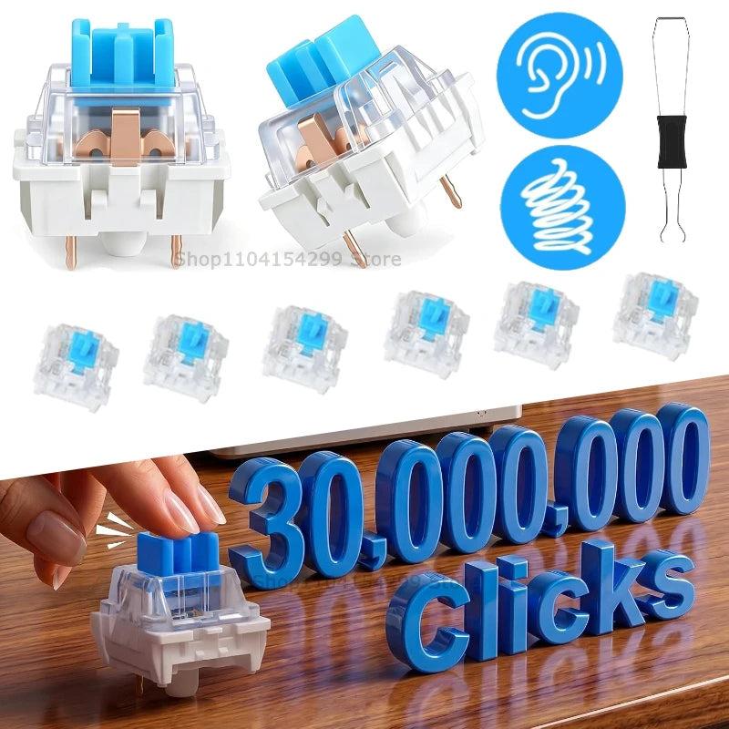 20-100 PCS Keyboard Switch Keyboard Clicker Key Replacement 3 Pin Tactile Switch Keyboard Replacement Accessories & Clip Zpaxo