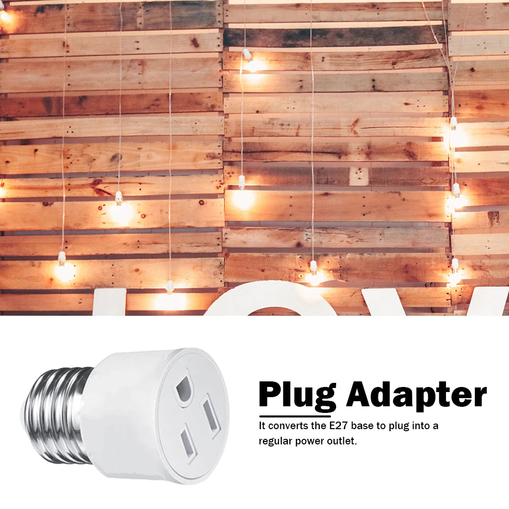 Outlet 220V E27 ABS White Connector Accessories US EU Plug Screw Bulb