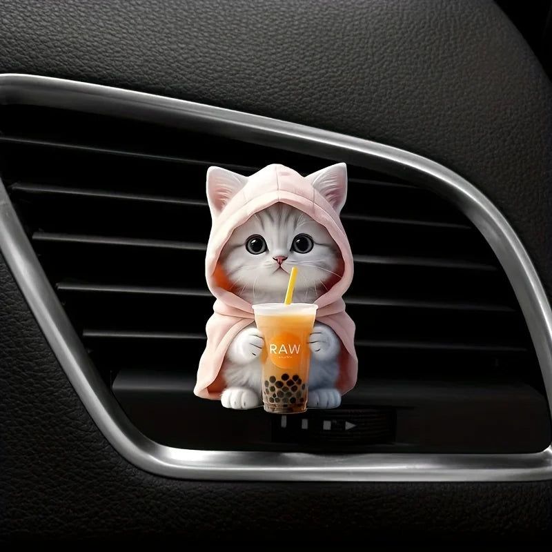 Cute cat acrylic car aromatherapy, long-lasting fragrance, vent clip, decorative and aromatherapy Zpaxo pink