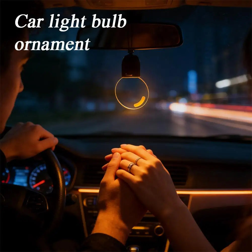 Retro Bulb Car Rearview Mirror Pendant – Warm White LED Ornament Car Interior Ornament Zpaxo