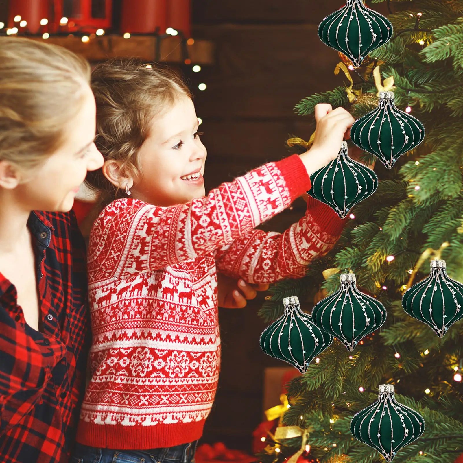 Velvet Christmas Balls Flocked Ornaments Glitter Hanging Pendants