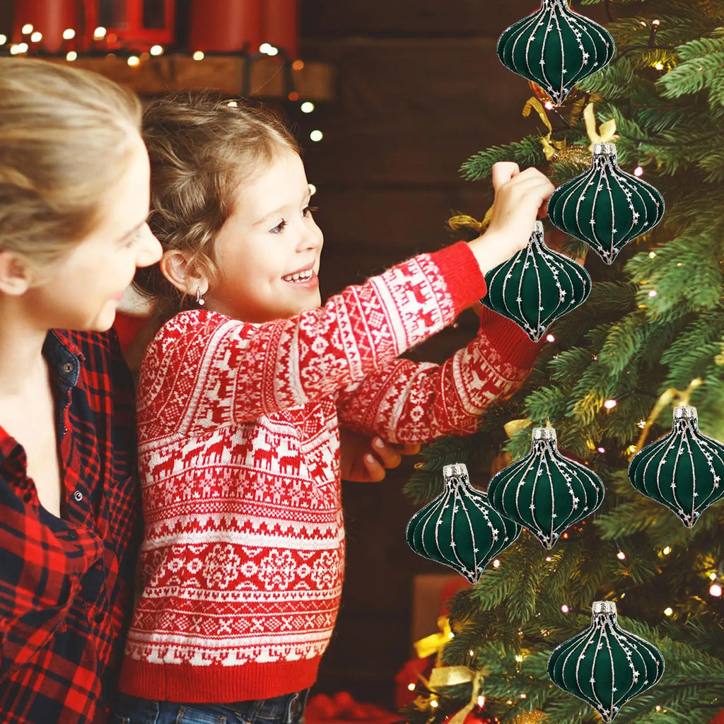 Velvet Christmas Balls Flocked Ornaments Glitter Hanging Pendants