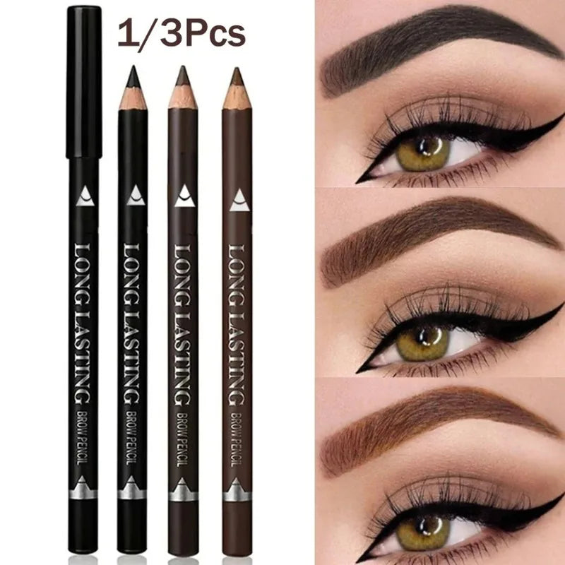 1- Waterproof Black Brown Eyebrow&eyeliner Pencil Long Lasting Sweat