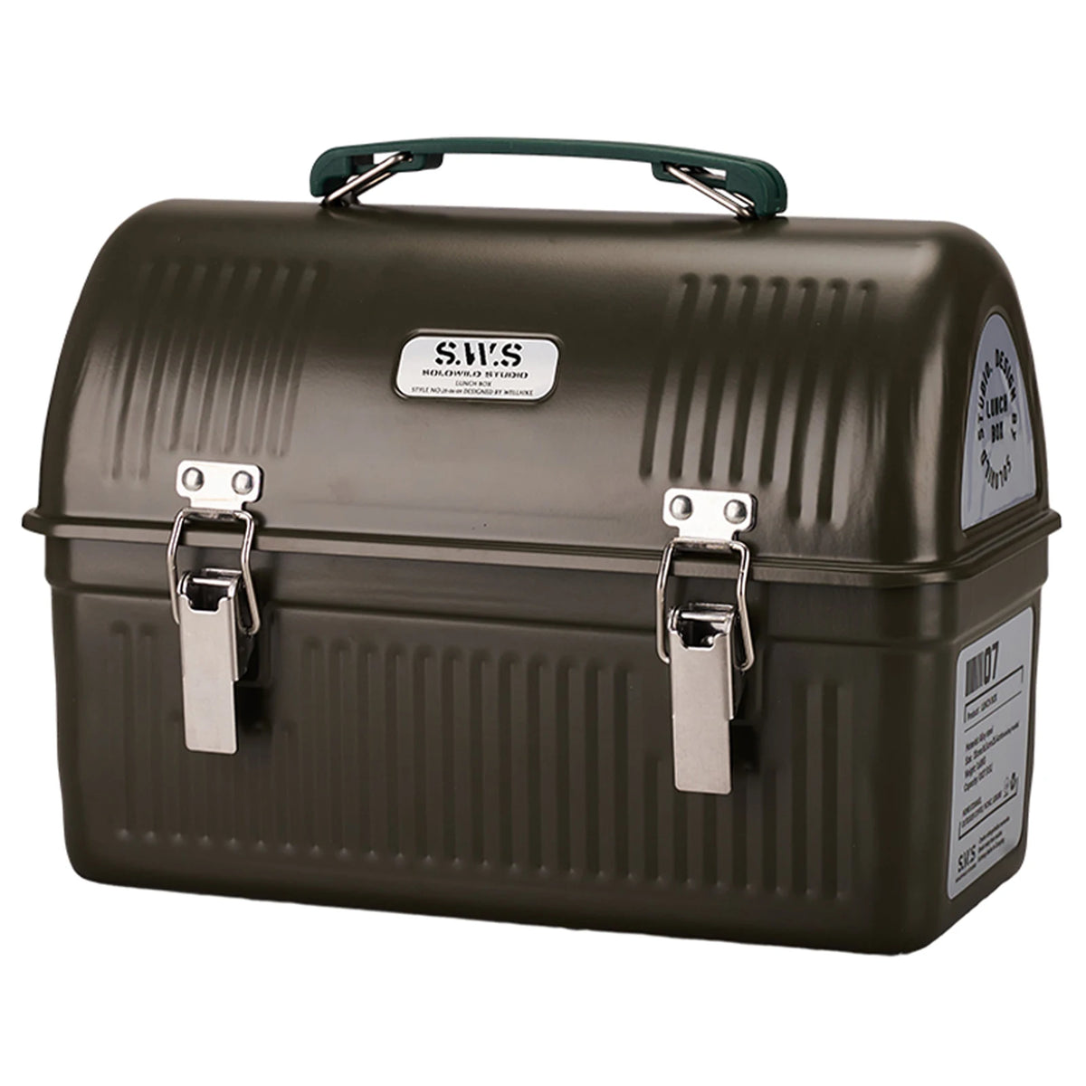 Vintage Metal Lunchbox Handle Latch Picnic Box Retro Containers Zpaxo Green