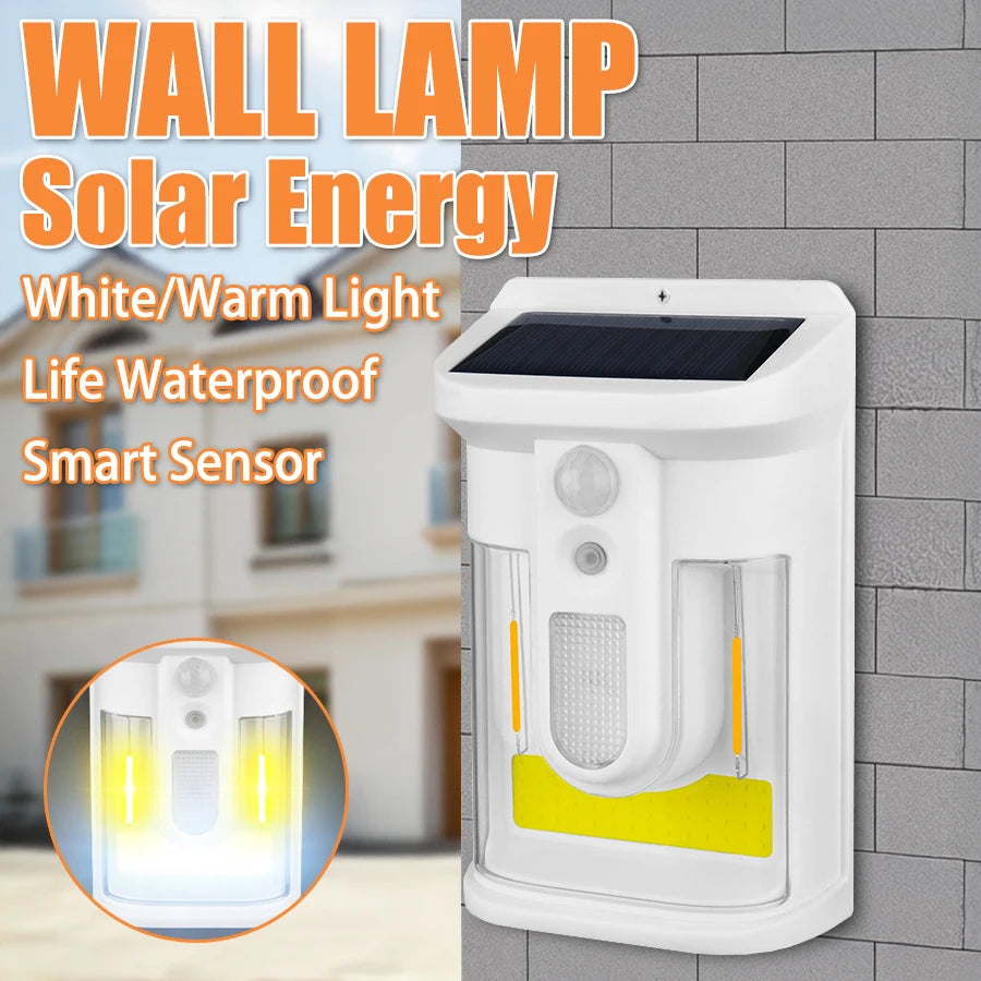 Solar PIR Motion Sensor Wall Light – 18650 LED Outdoor Lamp