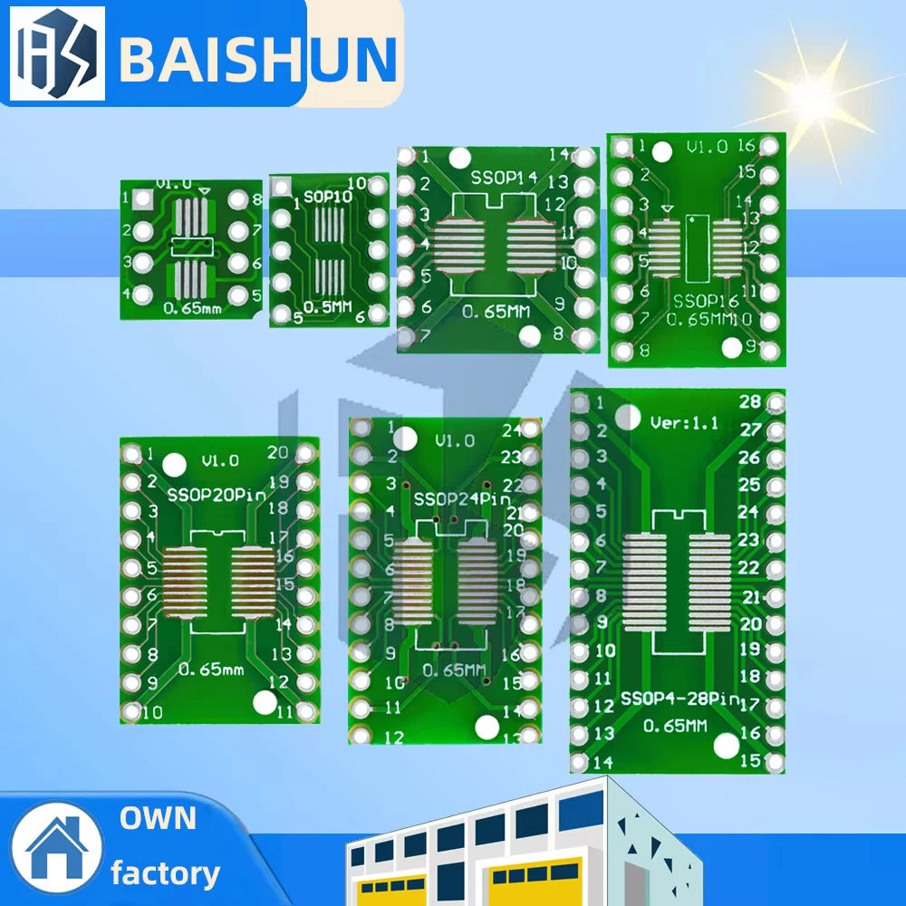 SMD DIP Adapter PCB Converts SOP MSOP SSOP TSSOP SOT23 8-28 Pins Zpaxo