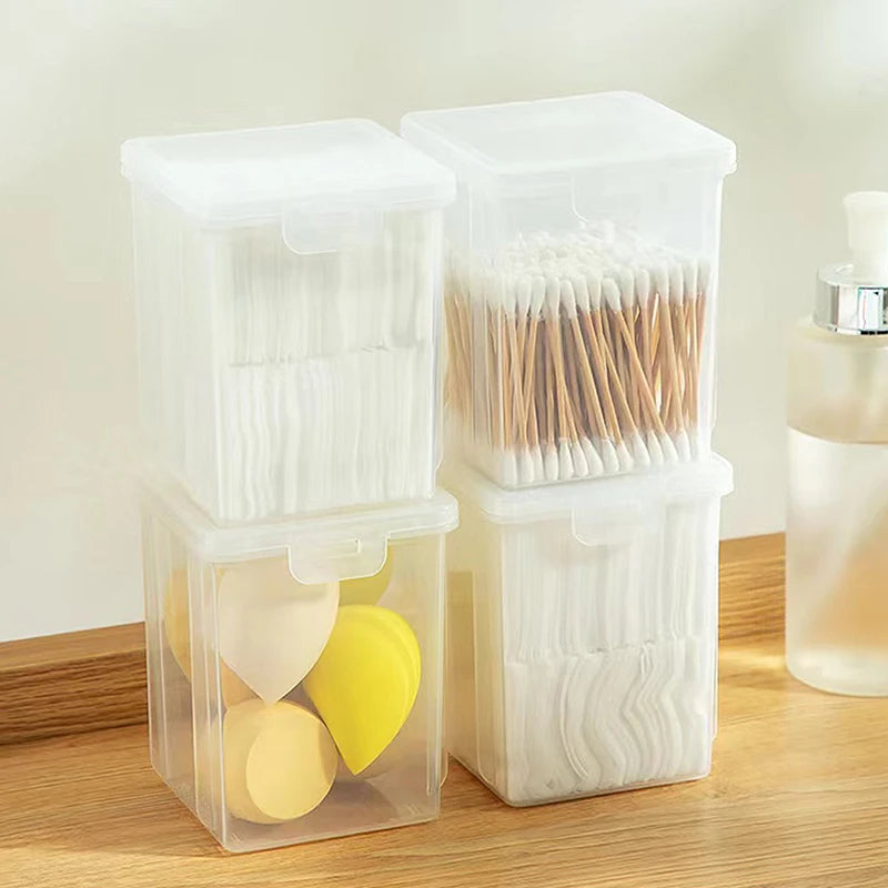 Dust-proof Cotton Swab Storage Box Transparent Beauty Egg Cosmetic Pads Box Cosmetic Sponge Box Bathroom Organizer Case Zpaxo