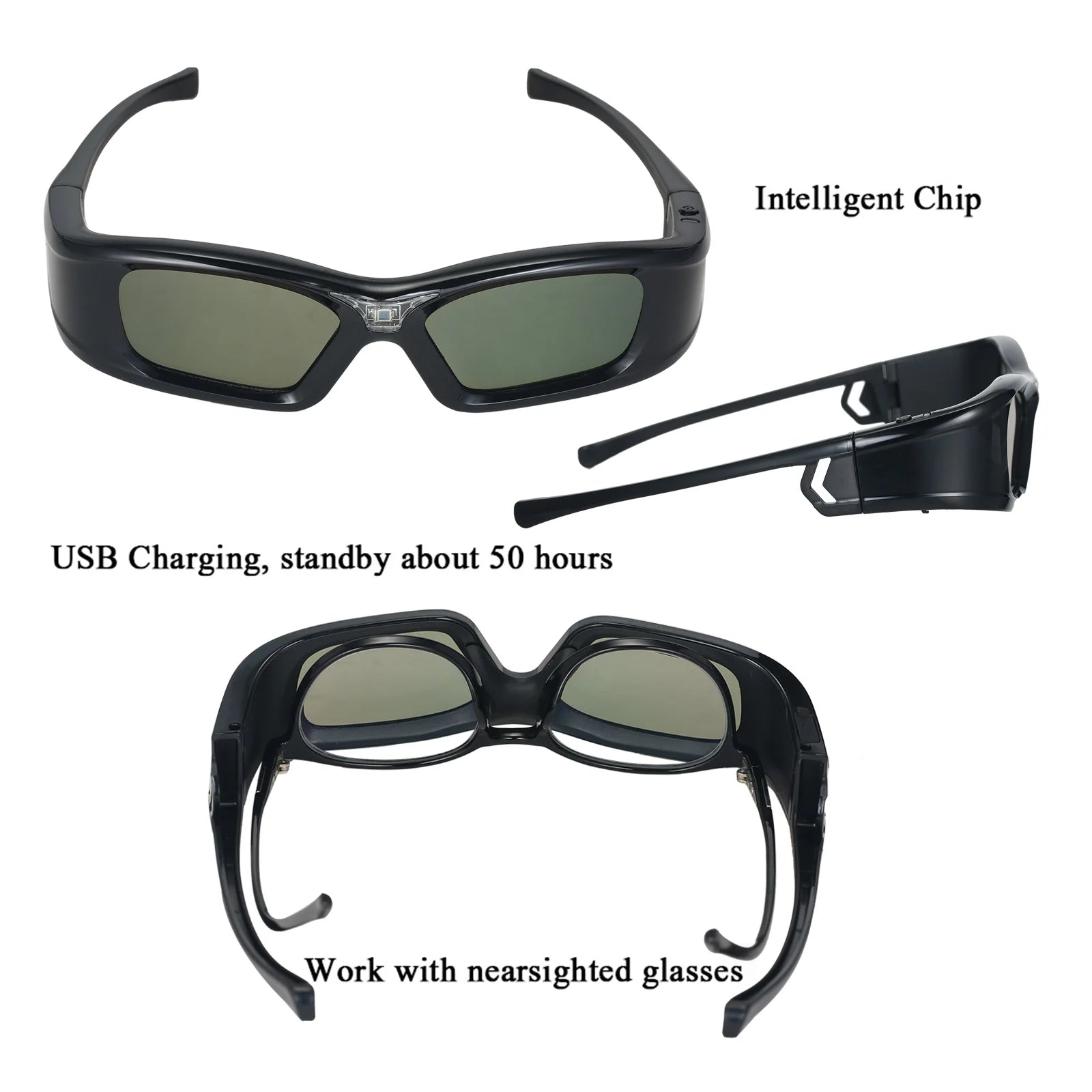 GL410 3D Glasses Spectacles for Projector Full HD Active DLP Link for Optama Acer BenQ ViewSonic Sharp Dell DLP Link Projectors Zpaxo