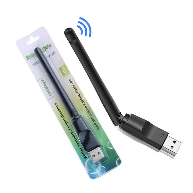 150Mbps RTL8188 USB Adapter 2.4Ghz Network Card Antenna WiFi USB Dongle 802.11ax Wireless WiFi Receiver For PC Laptops Driver Zpaxo