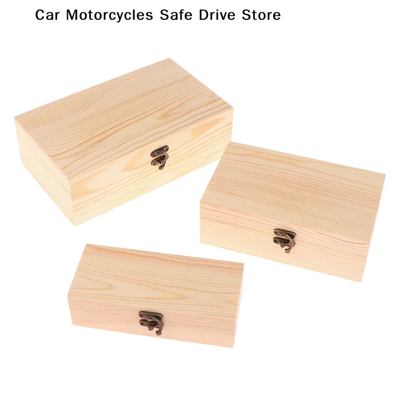 Retro Rectangular Wooden Storage Box Organizer Wood Case Simple