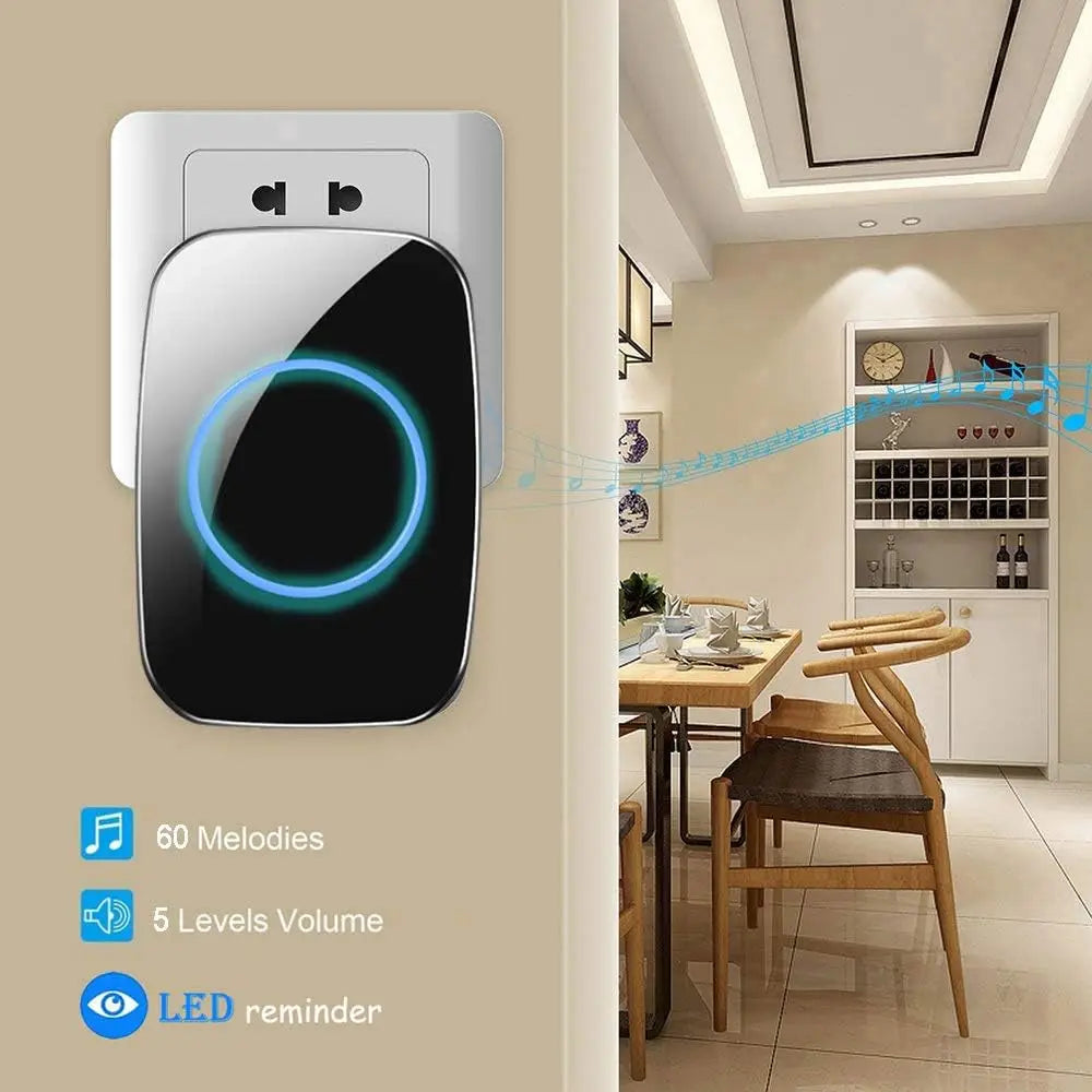 Wireless Waterproof Doorbell Kit Distinguish Front Rear Doors over 1000ft Range 60 Chime 5 Levels Volume Control Door Bell Chime Zpaxo