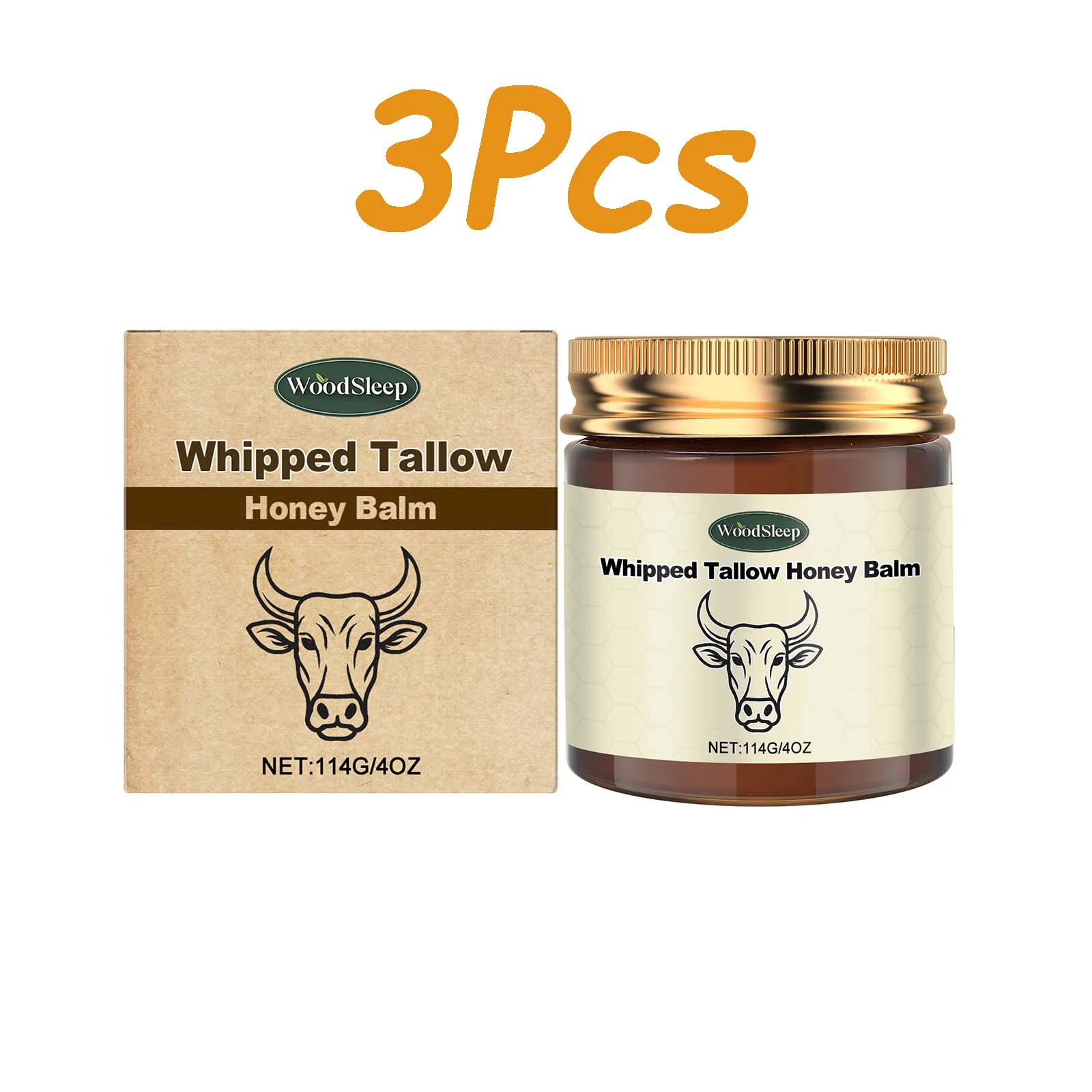 WOODSLEEP Tallow Honey Balm – Nourishing Firming Body Cream Body & Face Cream Zpaxo 3 x 114g Boxed