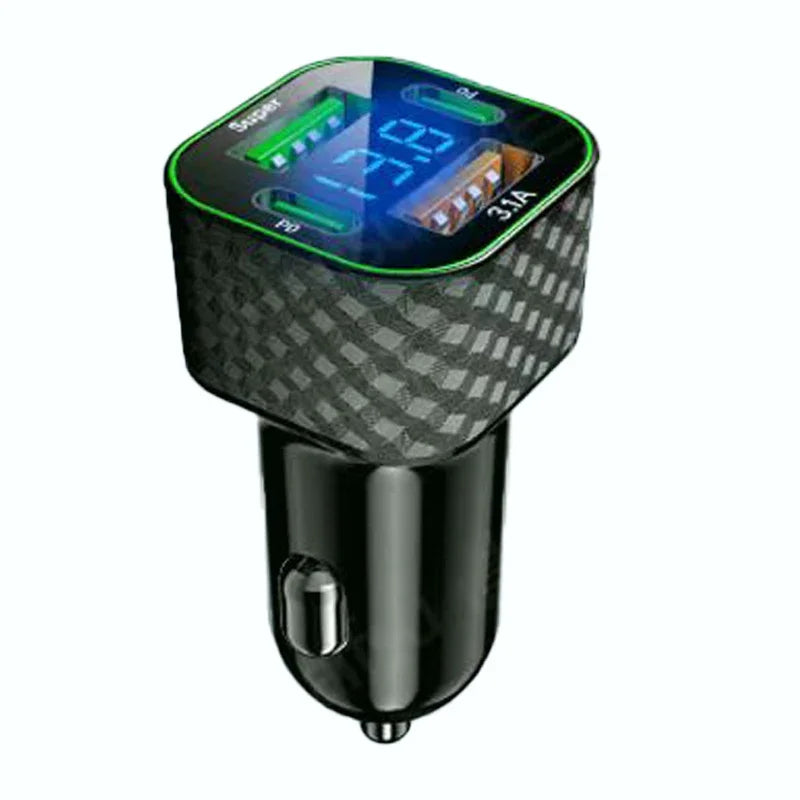 UYUXIO USB C Car Phone Charger Dual PD 1 Voltage Display Fast Charge