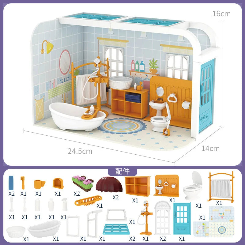 Dollhouse Miniature Furniture Living Room Bedroom Bathroom Doll House Zpaxo Bathroom Sun Room