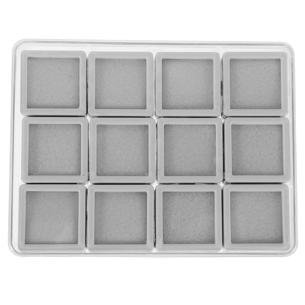 12 Grids Small Plastic Gemstone Display Box Acrylic Jewelry Organizer