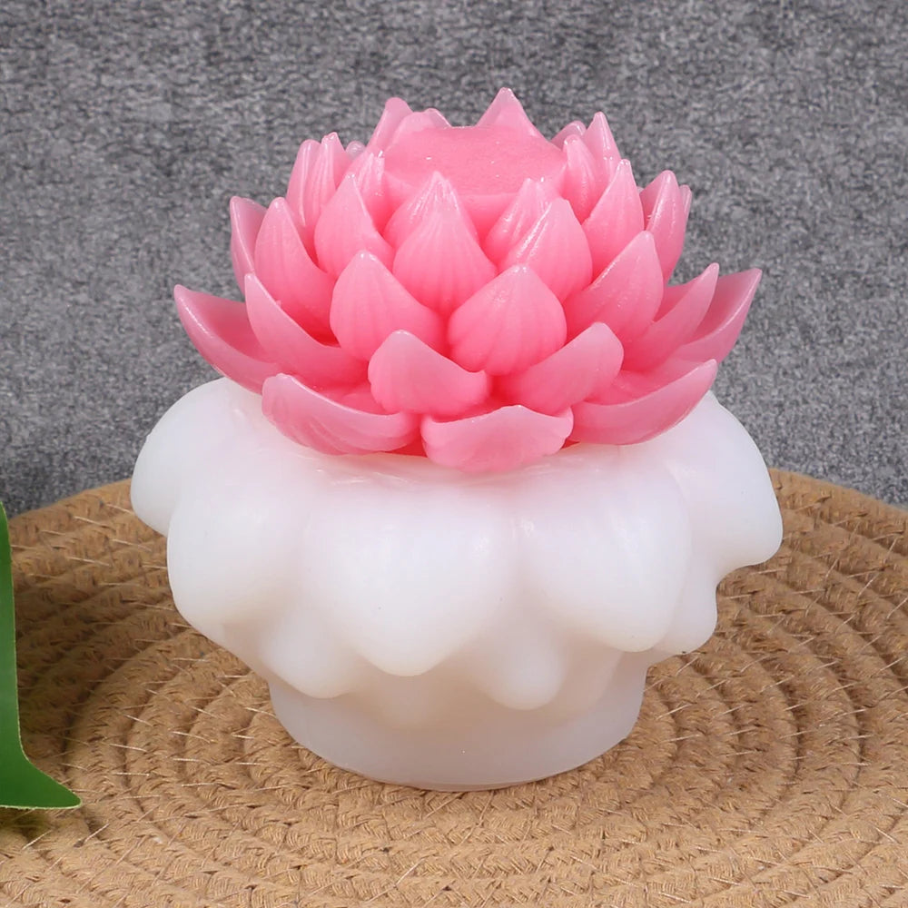 3D Lotus Candle Mold DIY Lotus Flower Aromatherapy Soap Gypsum Clay Craft Silicone Resin Mold Fondant Chocolate Cake Mould Zpaxo