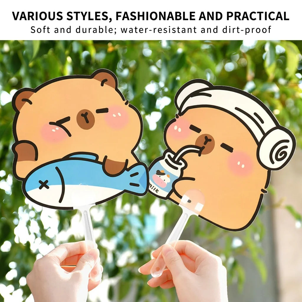 Cute Capybara Die-Cut Handheld Fan | Portable Kids Summer Fan Novelty Handheld Fan Zpaxo